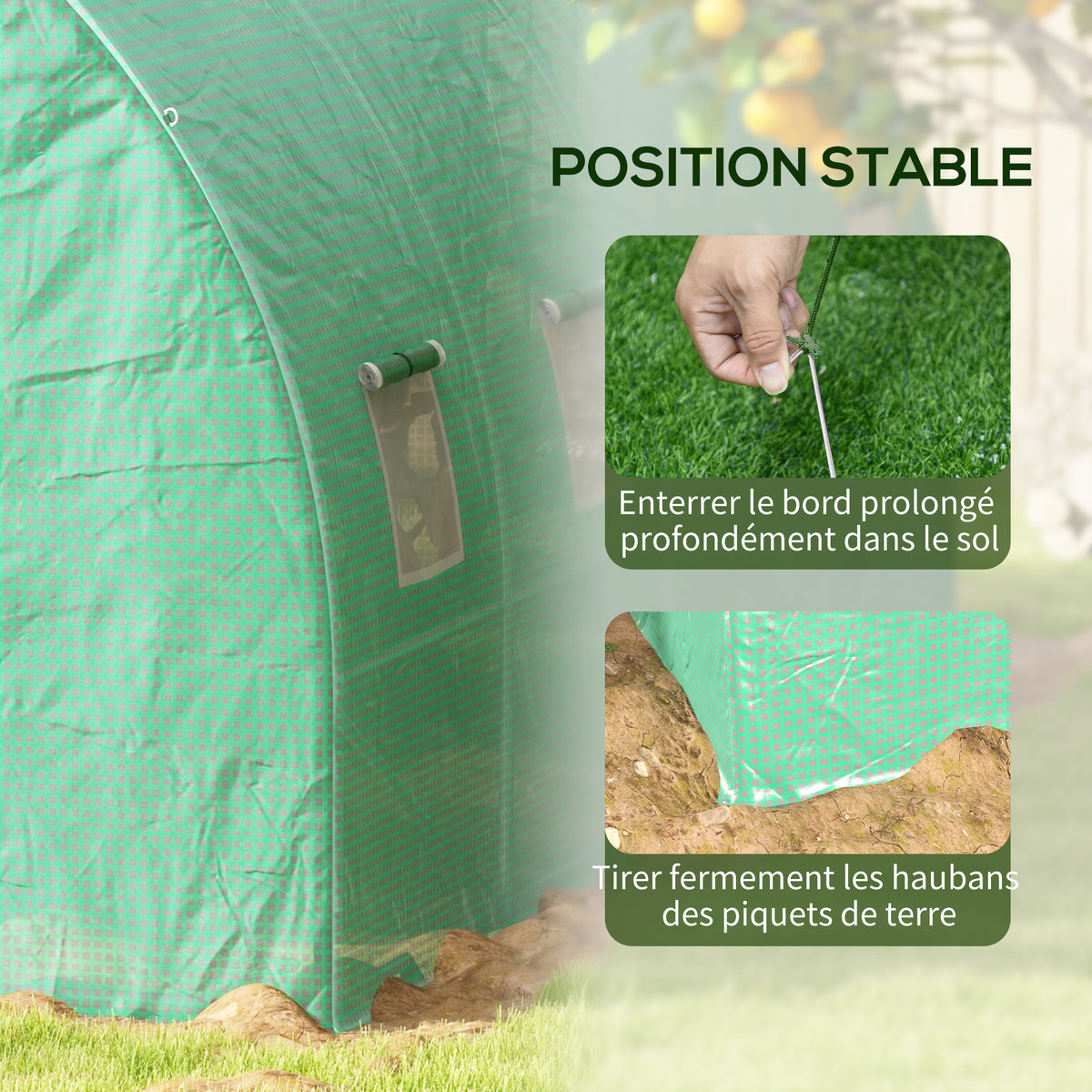 Serre de Jardin Tunnel 6 m² avec système d'arrosage intégré, 3L x 2l m 6 fenêtres Porte enroulable Vert-7