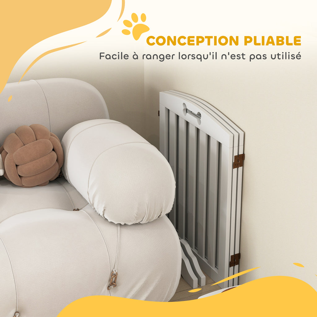 Barrière de sécurité chien barrière pliable pour chien pieds de support pointes antidérapantes 155 x 30 x 61 cm blanc-3