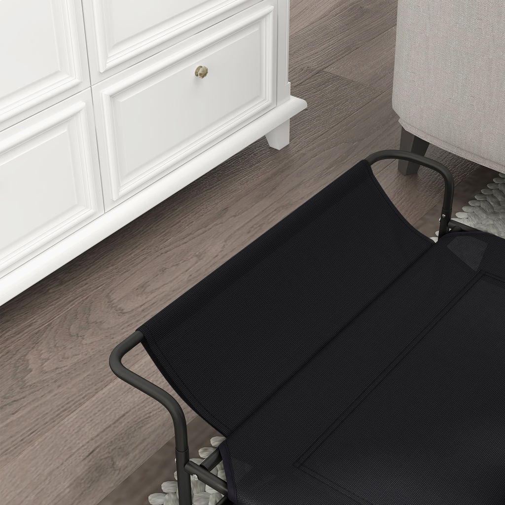Lit surélevé pour chiens animaux de compagnie avec appui-tête tissu micro-perforé 91 x 69 x 29 cm noir-8