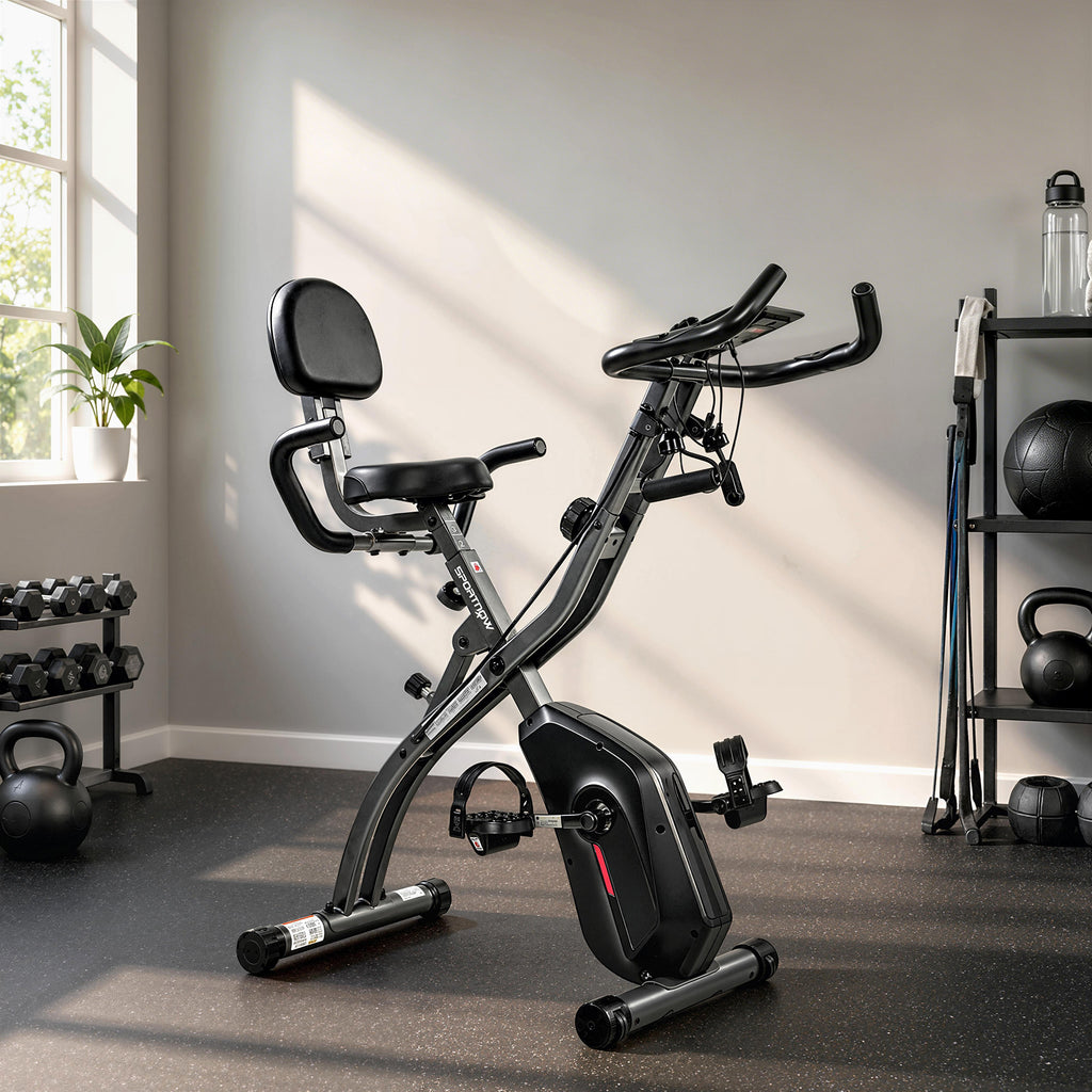 Vélo d'Appartement Pliable Vélo de Fitness 4 en 1 Silencieux Connecté Kinomap Bluetooth et Zwift 105x53,5x109cm Noir-1