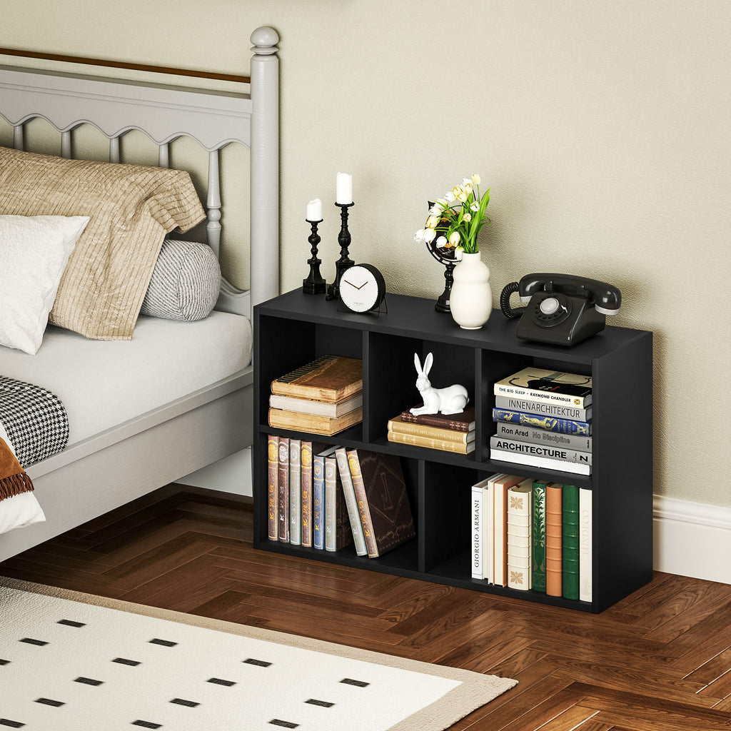 Bibliothèque étagère de rangement avec 5 compartiments, pour salon chambre à coucher bureau, 50x24x80cm, noir-9
