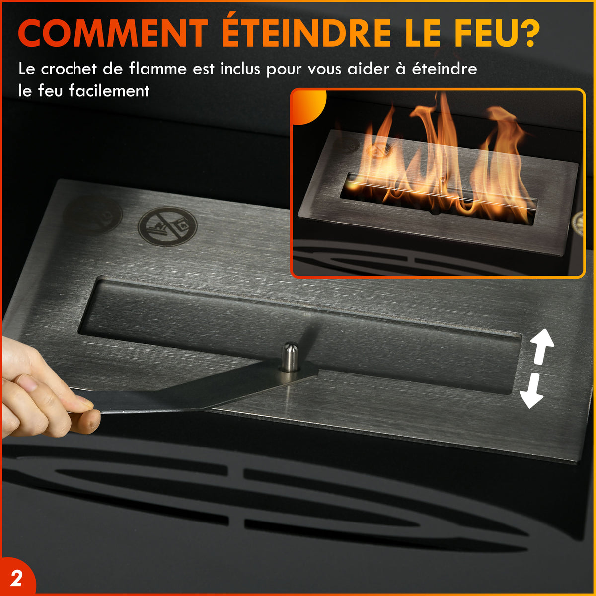 Cheminée à l'éthanol sur pieds style contemporain avec réservoir 1,2Lenviron couverture 25 m² 39 x 26 x 54 cm noir-4