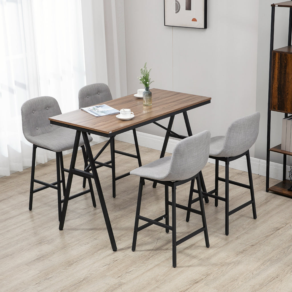 Ensemble table de bar avec tabourets table à manger debout avec 4 chaises rembourrées pieds en acier 120x60x91cm gris-6