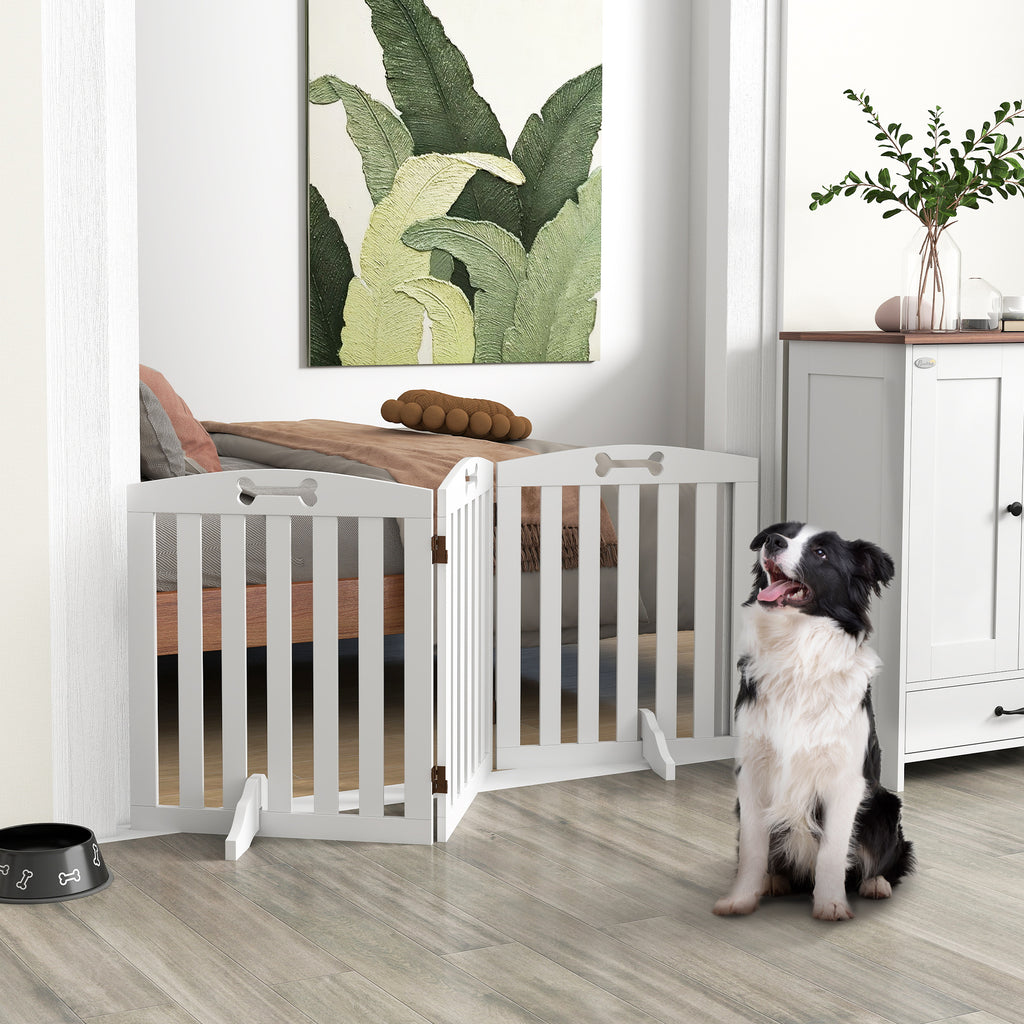 Barrière de sécurité chien barrière pliable pour chien pieds de support pointes antidérapantes 155 x 30 x 61 cm blanc-9