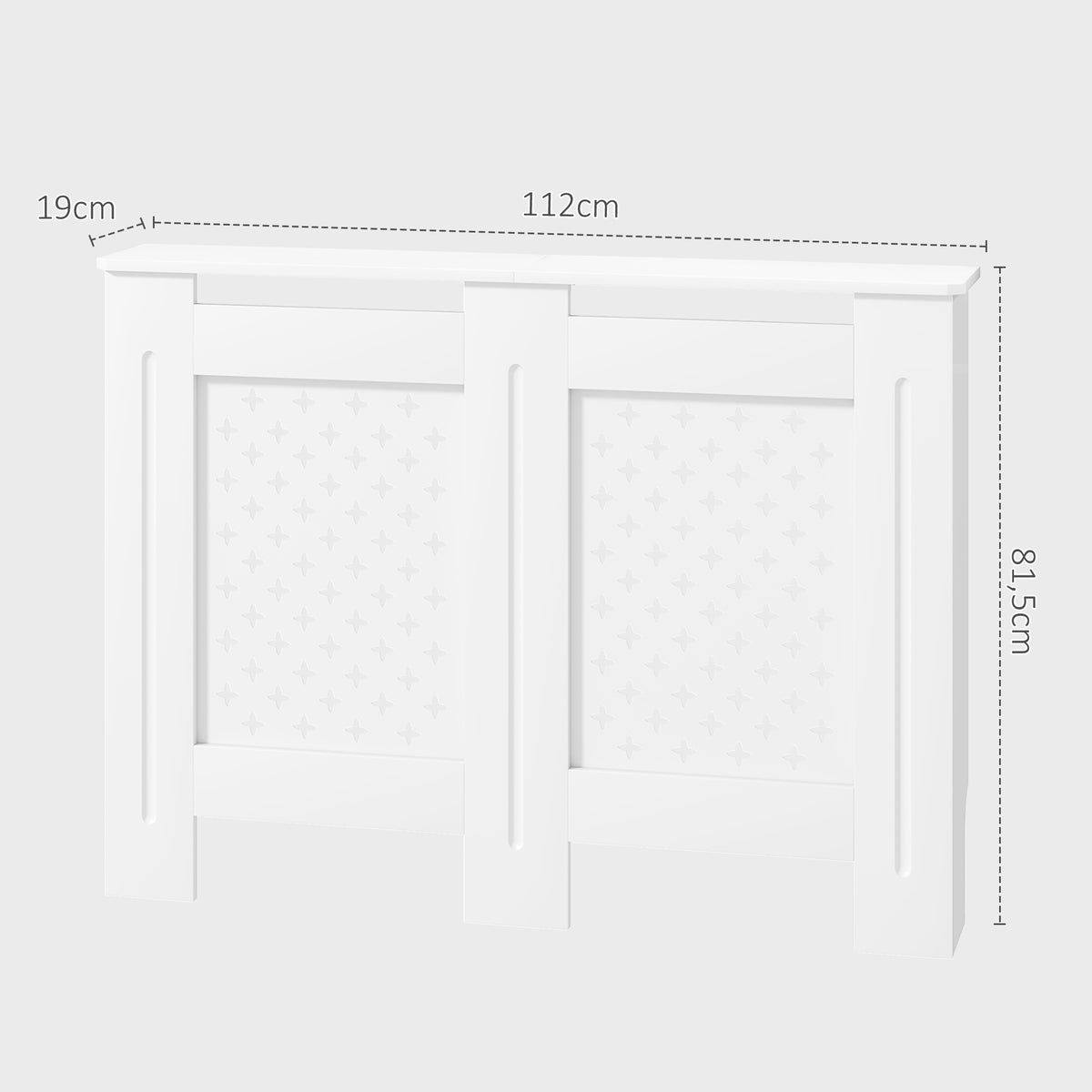 Couvercle de radiateur cache radiateur grille croisée pour salon chambre à coucher en bois 112l x 19P x 81,5H cm blanc-2