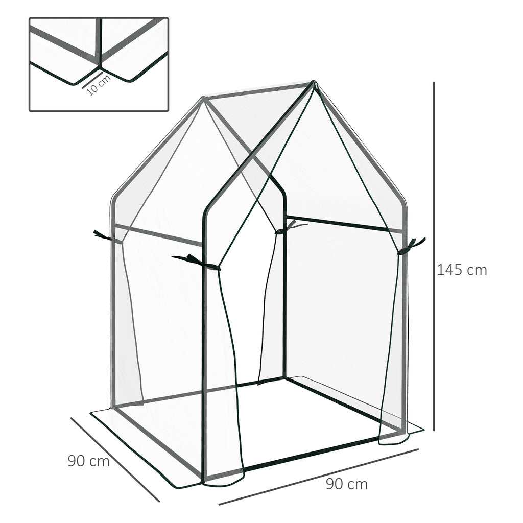 Serre de jardin, Serre à Tomate pour le jardin avec 2 portes zippées, dim. 90 x 90 x 145cm-2