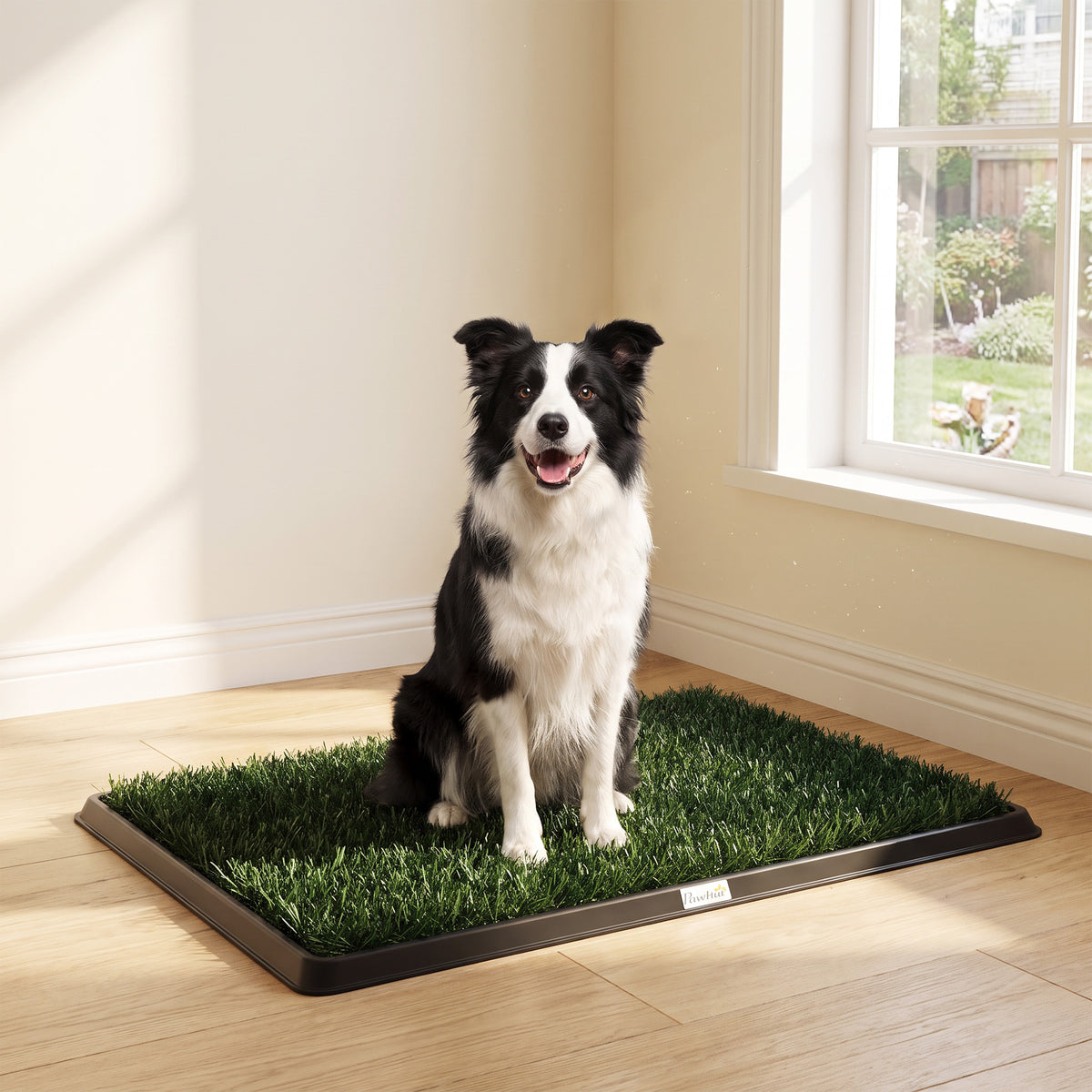 Toilette pour Chien Bac à Litière avec Tapis en Gazon Artificiel et Grille de Drainage PP Lavable 76x50 cm Noir-9