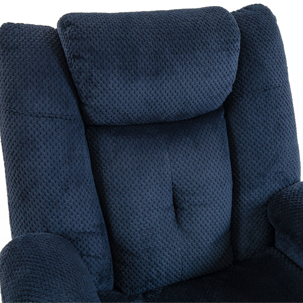 Fauteuil Releveur Électrique Massage Vibration et Chaleur, Fauteuil Relax Électrique en Velours, Dossier Inclinable Bleu-9