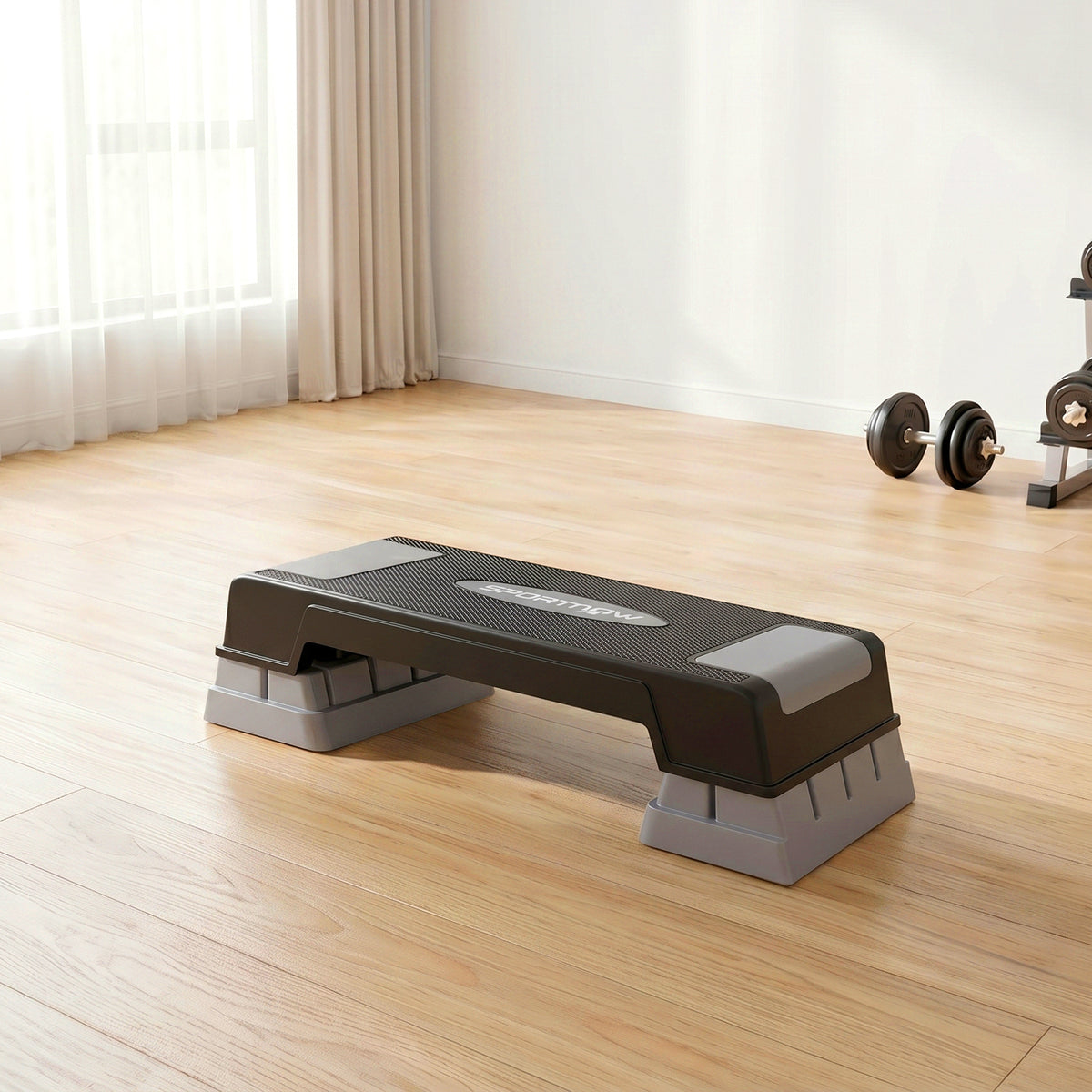 Stepper Fitness Aérobic 3 Niveaux, Hauteur Réglable 12/17,5/22,5 cm, Surface Antidérapante, Charge 250 kg, Gris-1