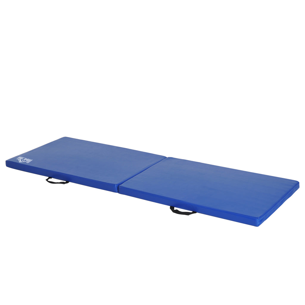 Tapis de gymnastique yoga pilates fitness pliable portable grand confort 180L x 60l x 5H cm revêtement synthétique bleu-0