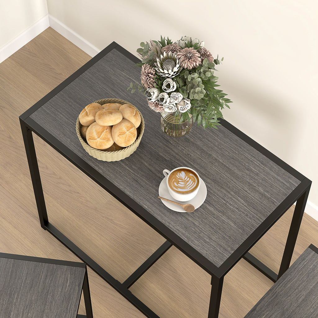 Ensemble table et chaises , table à manger 3 pièces avec 2 chaises encastrables, pour cuisine salon maison, gris-9