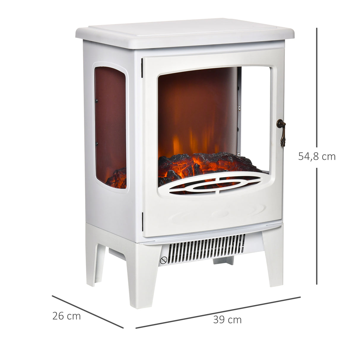 Cheminée électrique poêle Style néo-rétro 900-1800 W Simulation Flammes LED luminosité réglable Acier ABS Blanc-2