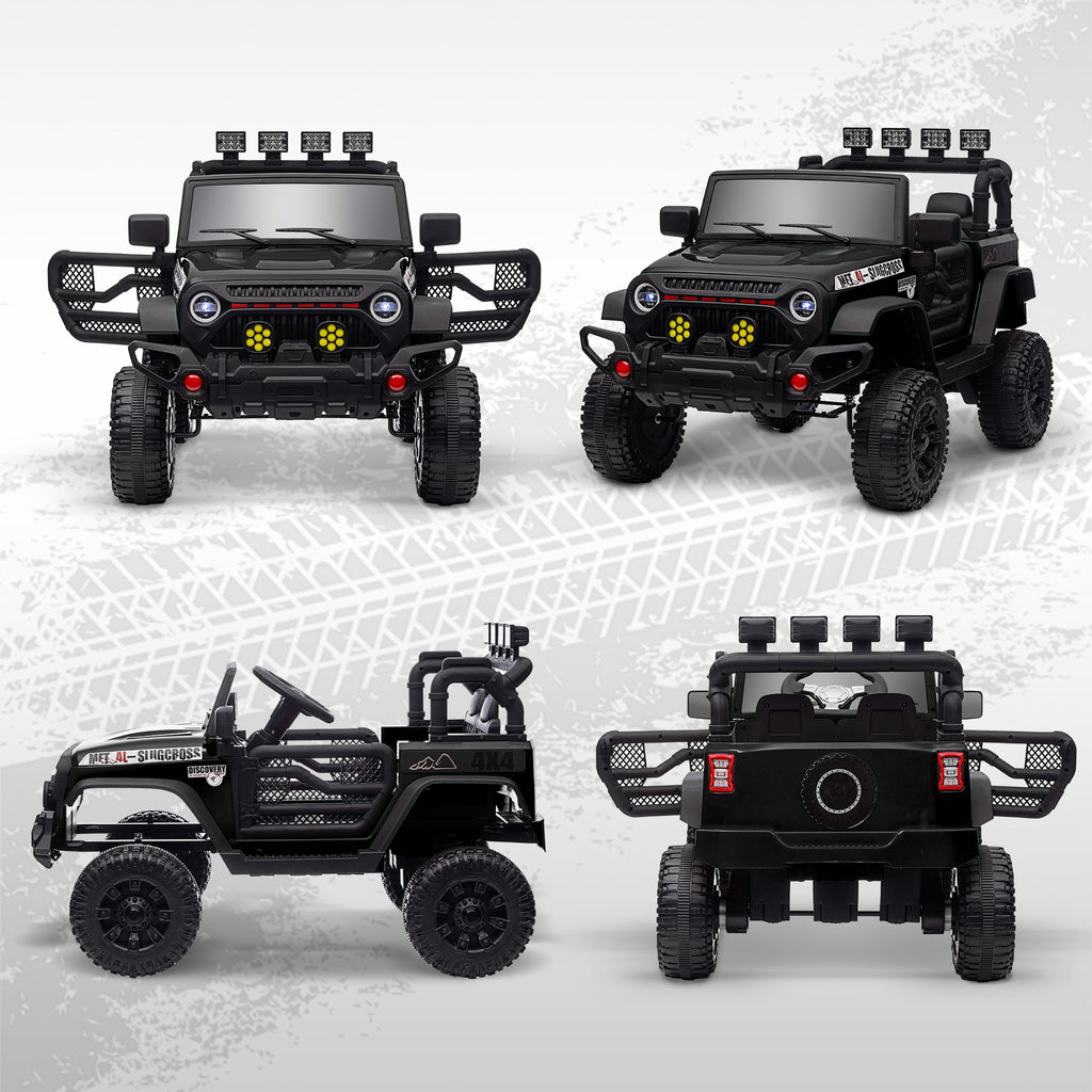 Voiture électrique enfants UTV avec télécommande 2,4G, 2 moteurs 12 V, musique, klaxon, lumières LED, 100x63x65cm, noir-8