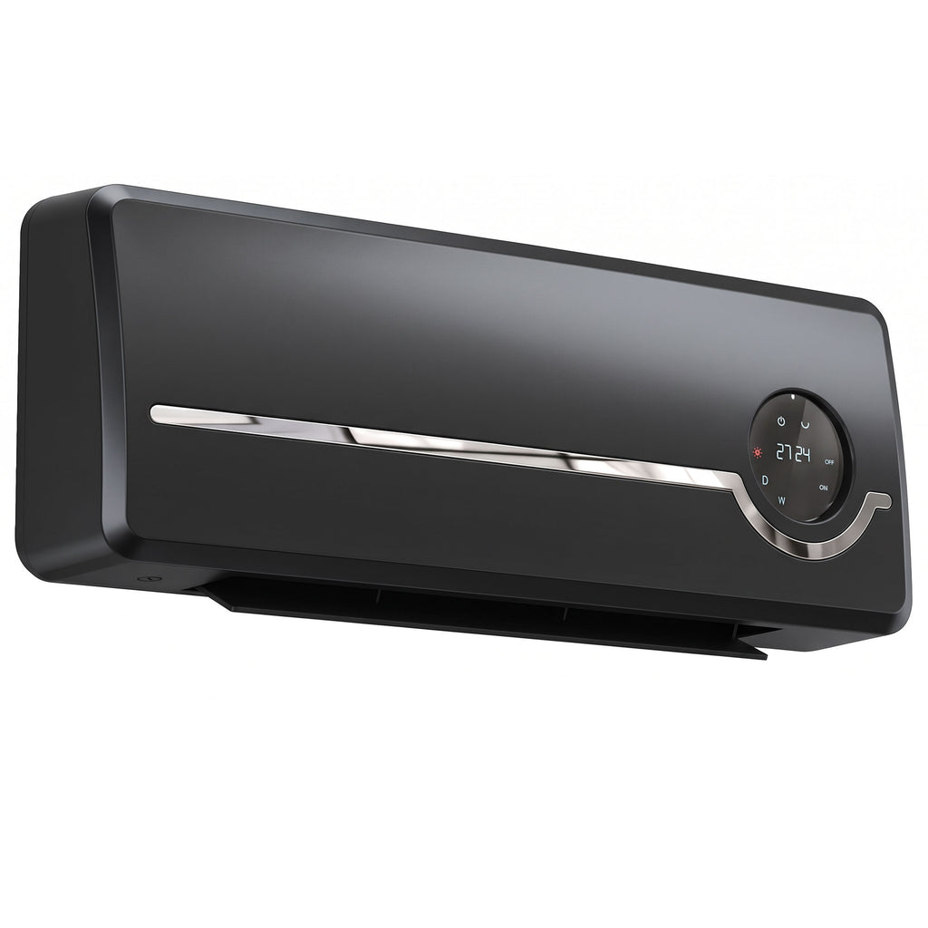 Chauffage mural en céramique 1000/2000W, radiateur électrique, ventilateur, thermostat, minuterie, 50x18,6x12,9cm, noir-0