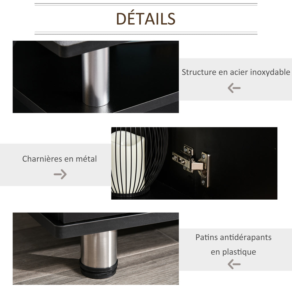 Meuble TV meuble télé bois banc TV pour téléviseur jusqu'à 55 pouces avec grand plateau, placards à portes et-5