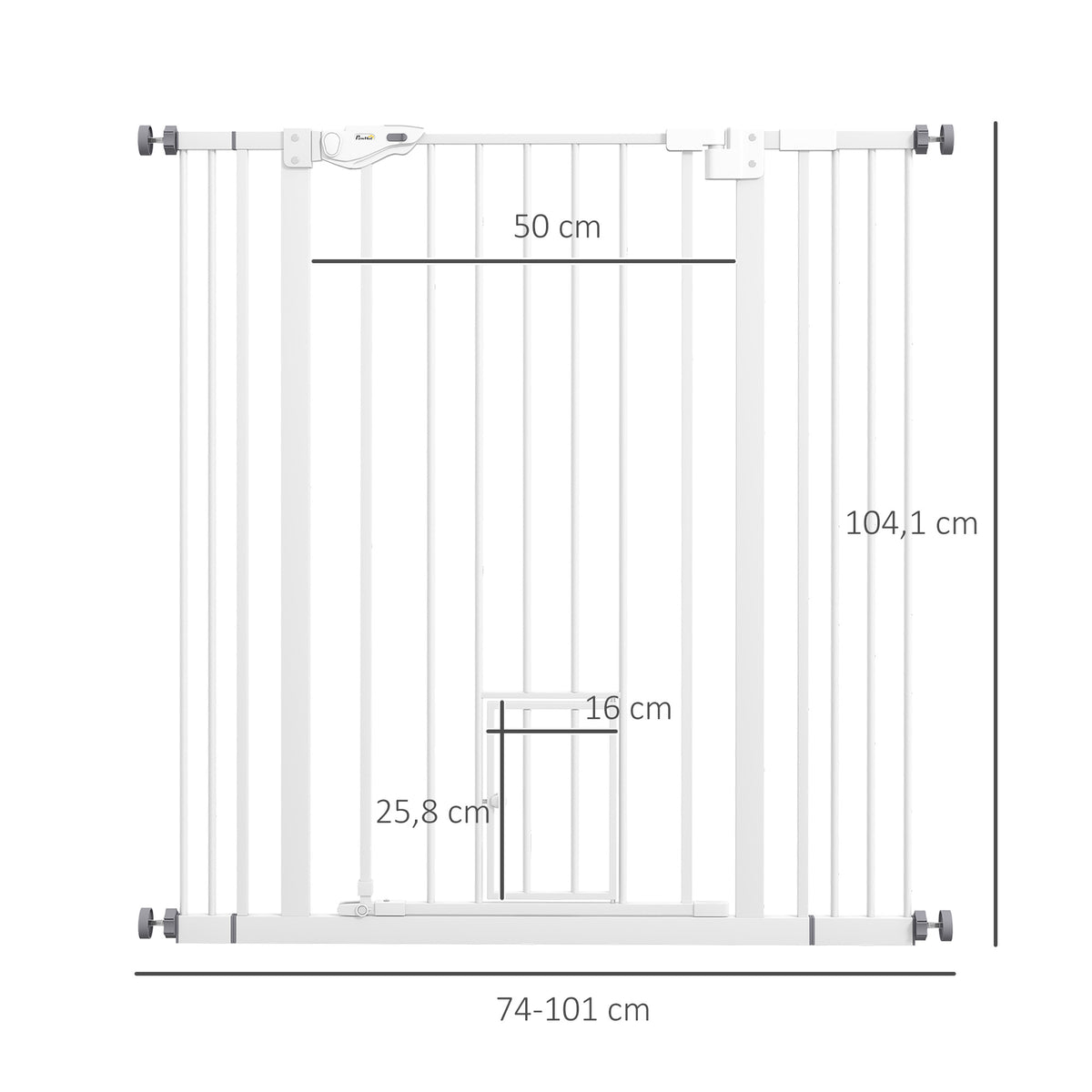 Barrière de sécurité animaux de 104,1H cm avec porte fermeture automatique système de double verrouillage blanc-2
