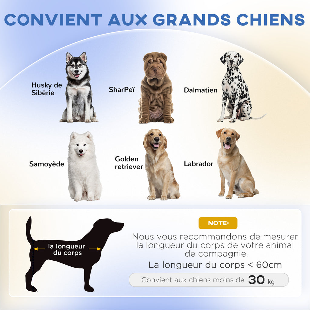 Canapé Chien Grand Lit surélevé pour Chien Coussin Lavable Cadre en Bois Tissu Polyester 98 x 67 x 25 cm Gris Foncé-3