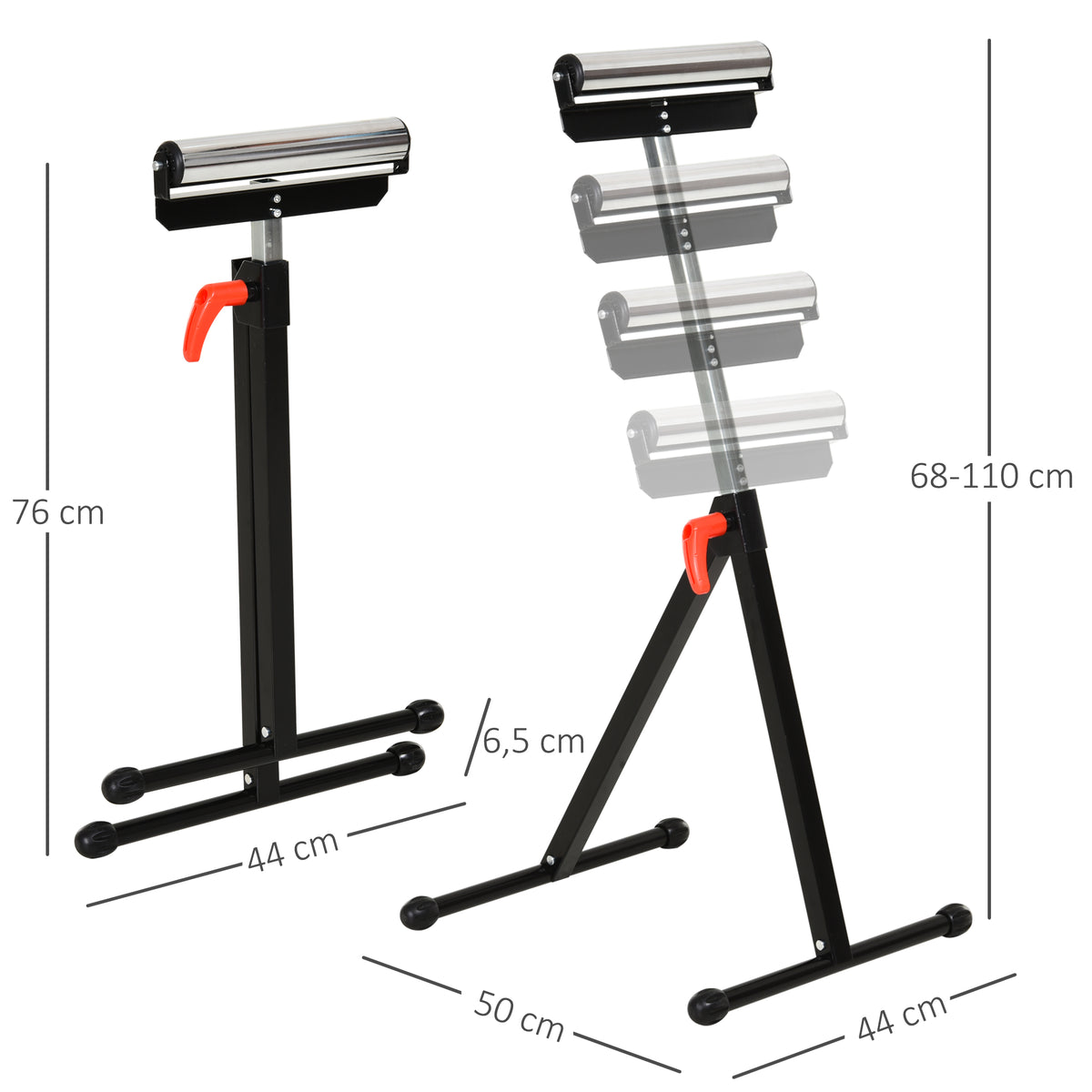 Servante d'atelier à rouleau pliable, support avec rouleau hauteur réglable 68 à 110 cm, charge max. 90 kg, noir-2