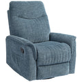 Fauteuil inclinable manuel pivotant avec repose-pieds rétractable, dossier réglable, bleu-0