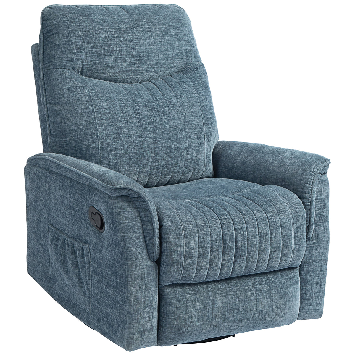 Fauteuil inclinable manuel pivotant avec repose-pieds rétractable, dossier réglable, bleu-0