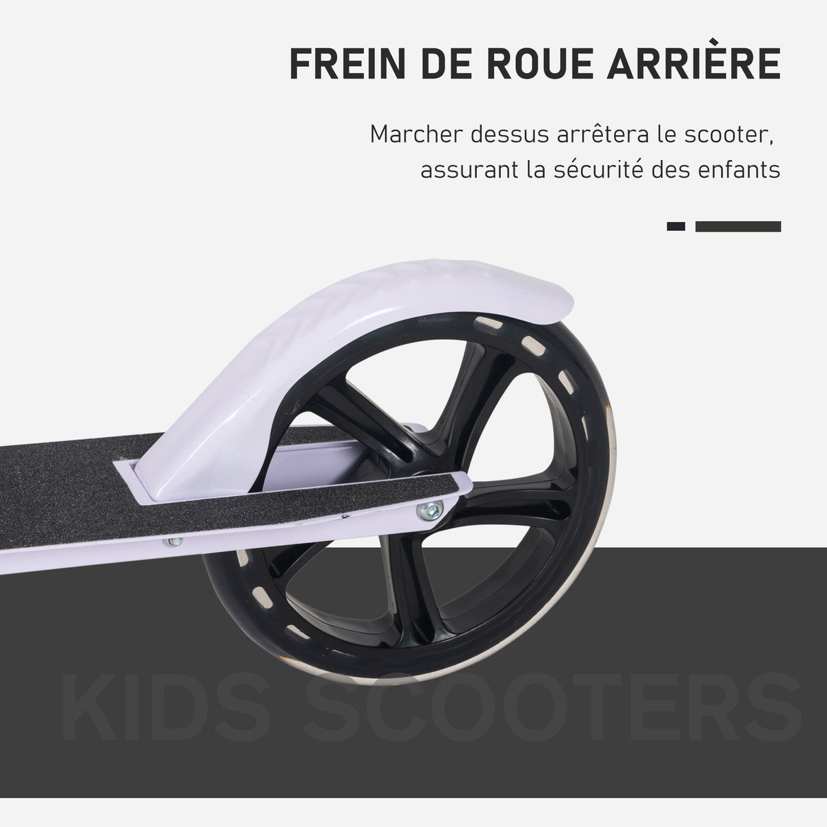 Trottinette Pliable Hauteur Guidon réglable sur 4 Niveaux système de freinage arrière pour enfant adolescent pois max. 100KG dim. 88L x 37l x 75-100H cm Blanc-3