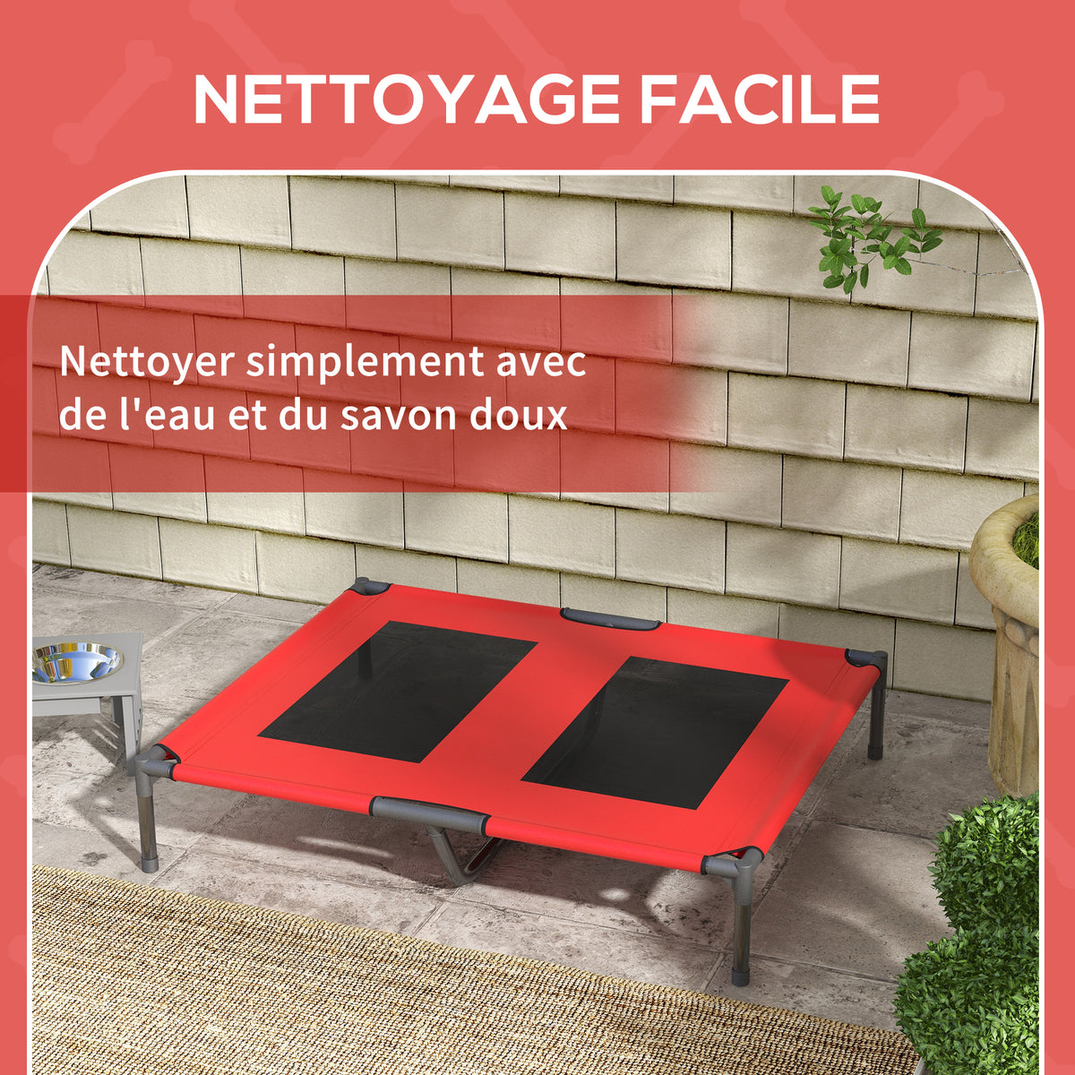 Lit sur pieds lit pour chien chat lit de camp lit surélevé animaux tissu Oxford textilène micro-perforé métal-5
