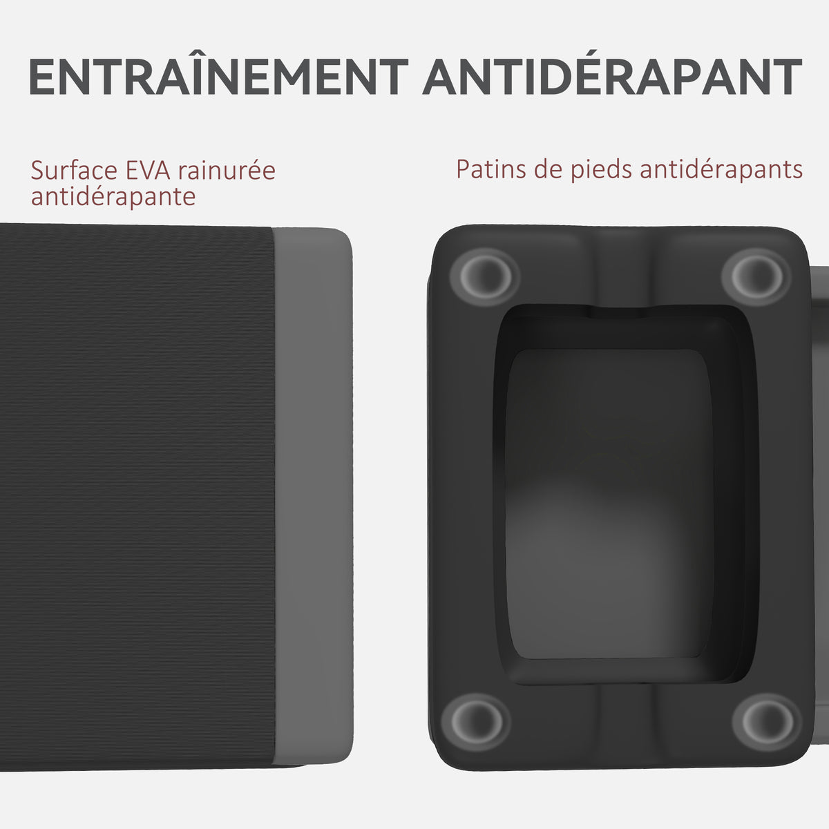 Stepper Fitness Aérobic 3 Niveaux, Hauteur Réglable 10,5/15,5/20,5 cm, Surface Antidérapante, Capacité 250 kg, Gris-4