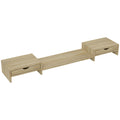 Rehausseur écran PC bureau support d'écran d'ordinateur de 60-116 cm avec 2 tiroirs, longueur et angle réglables-0