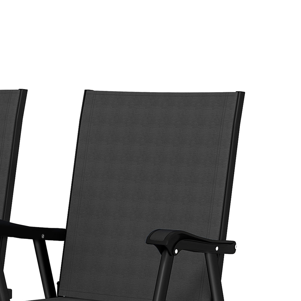 Lot de 4 Chaises de Jardin Pliantes Structure Acier Robuste sans Montage Dossier Haut Ergonomique 58x62x97cm Noir-9