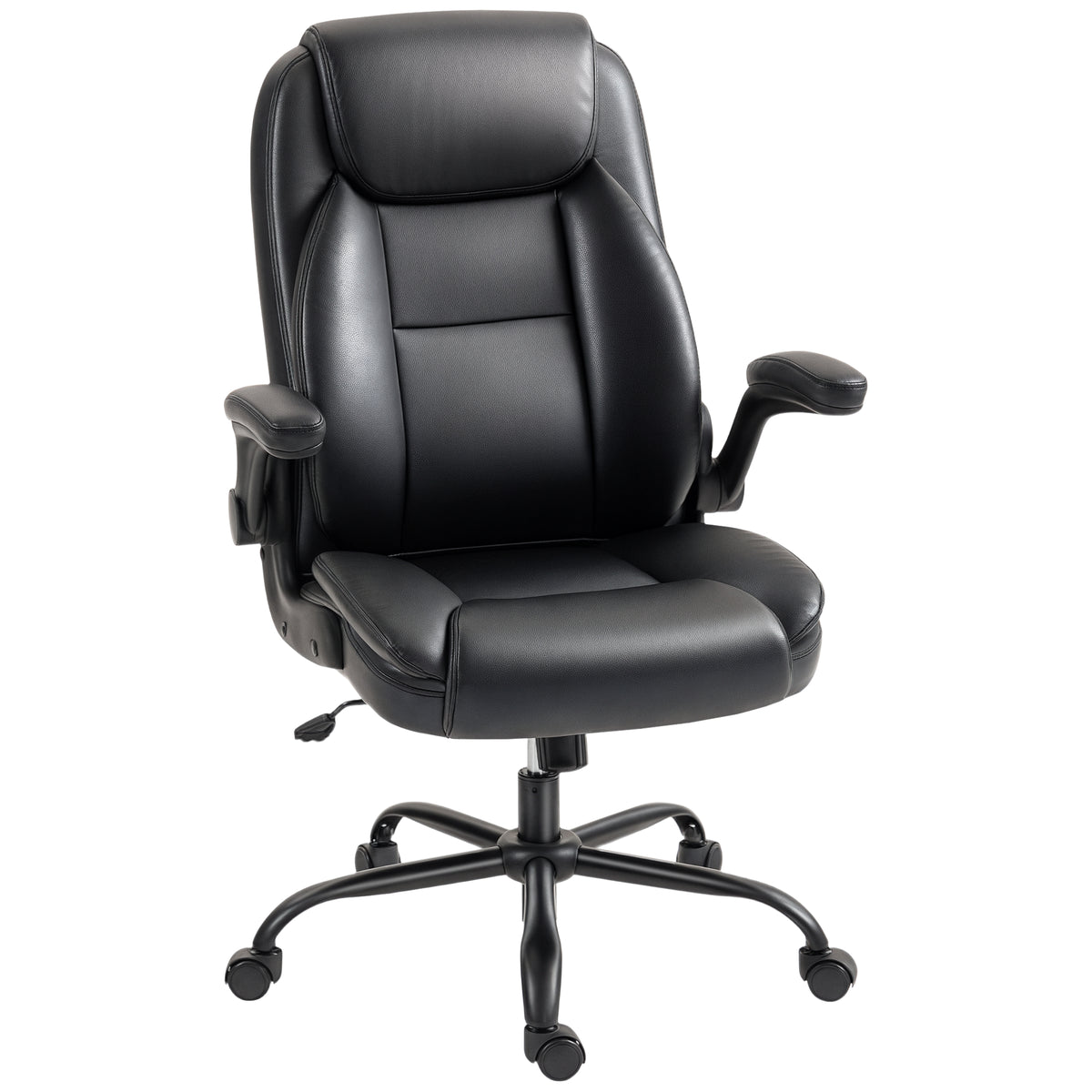 Fauteuil de bureau avec accoudoirs relevables, chaise de bureau ergonomique, hauteur réglable, fonction de bascule, noir-0