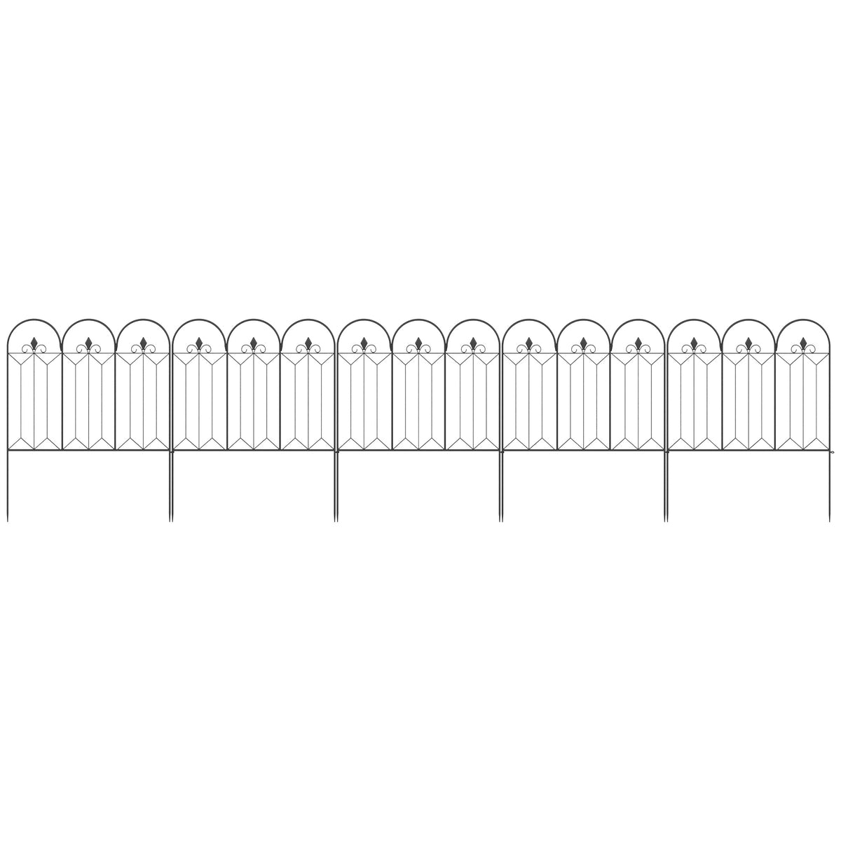 Lot de 5 clôtures de jardin décoratives en métal avec ornements 305 x 79,5 cm noir-7