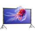 Écran de projection avec trépieds 120 pouces 16:9 HD 4K/8K, écran videoprojecteur portable, 309x62x217cm, blanc et noir-0