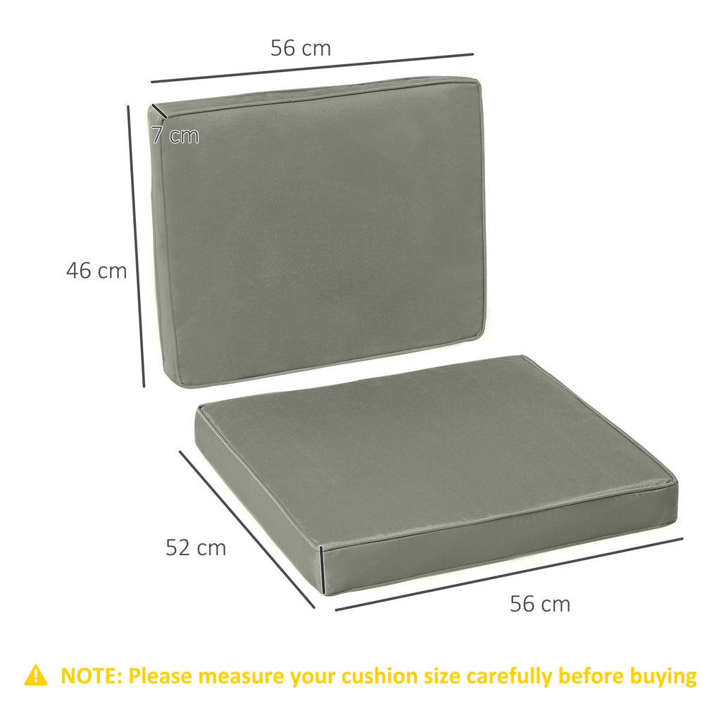 Coussins pour chaise fauteuil de jardin coussins d'assise de dossier déhoussables polyester 56x52/56x46cm gris foncé-2
