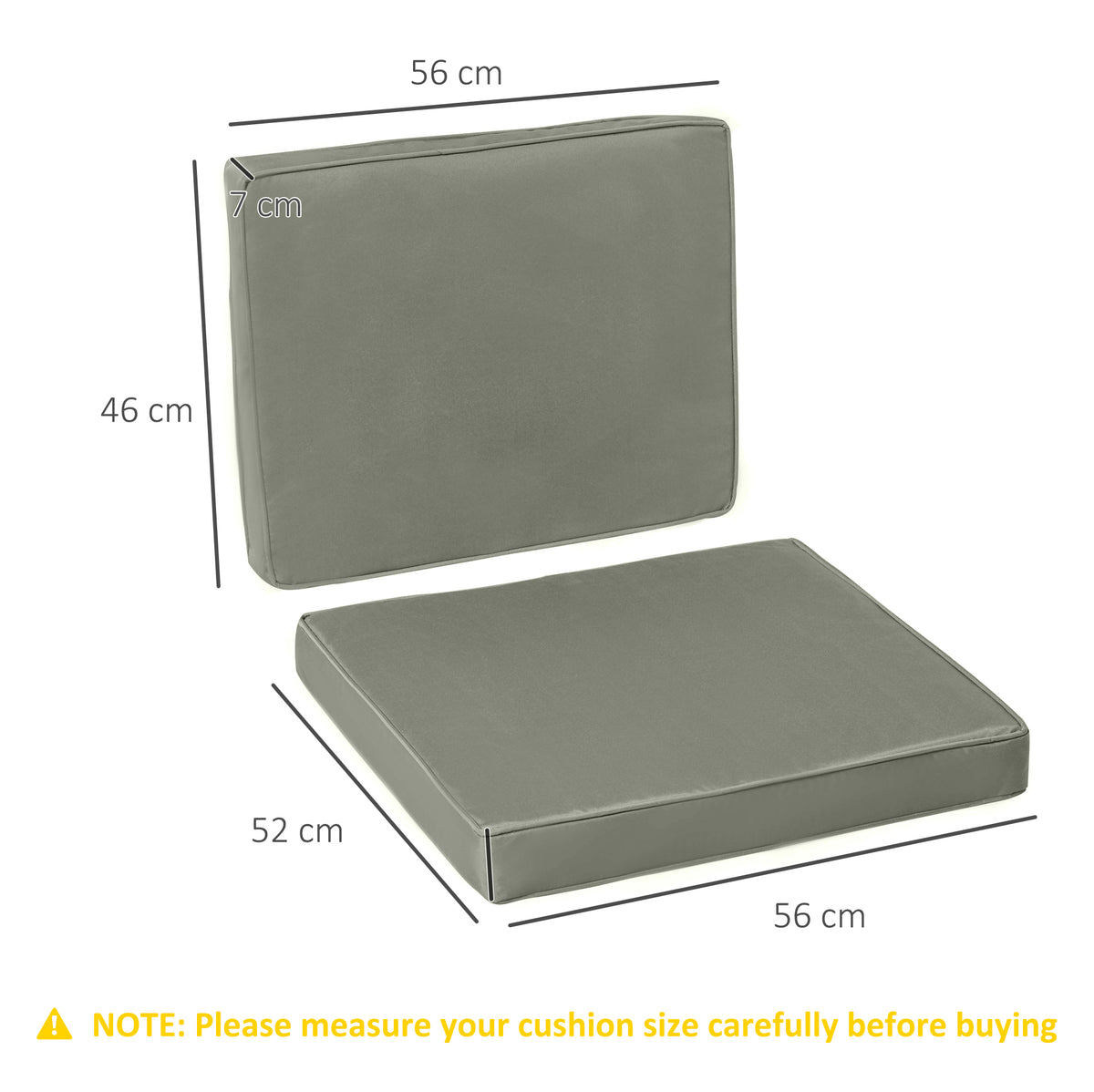 Coussins pour chaise fauteuil de jardin coussins d'assise de dossier déhoussables polyester 56x52/56x46cm gris foncé-2