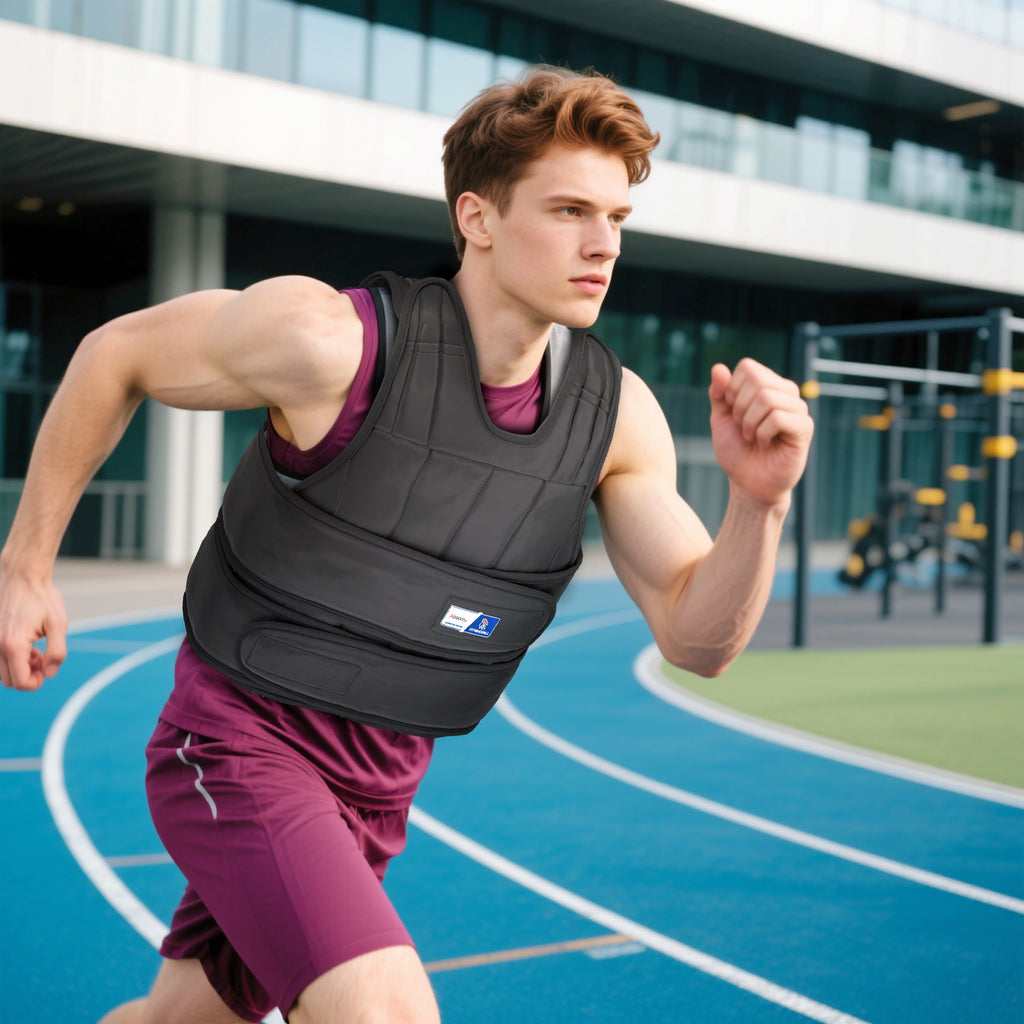 Gilet lesté réglable - veste lestée 20 Kg max. poids amovibles entraînement musculation exercice-8