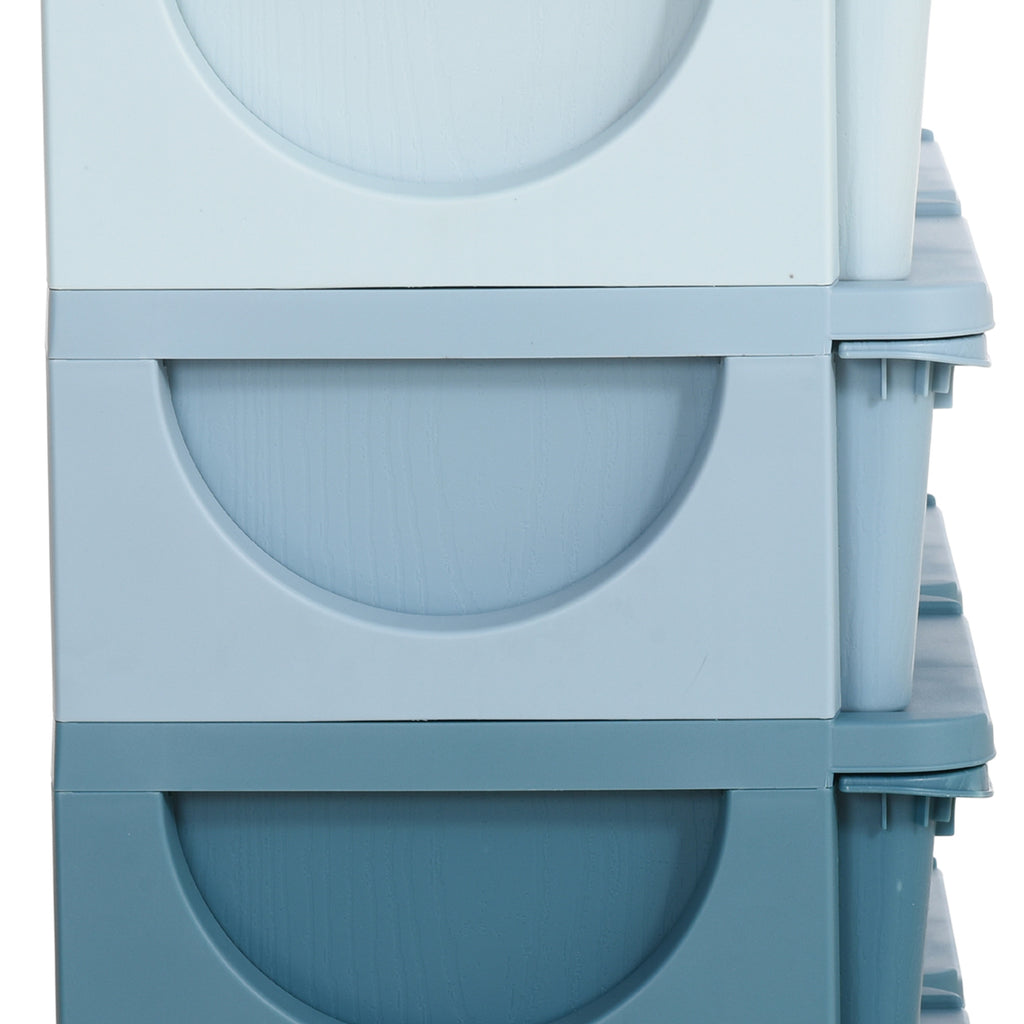 Organisateur de jouets pour enfants à 3 niveaux avec 6 tiroirs, boîtes de rangement en plastique, 75x37x56,5cm, bleu-7