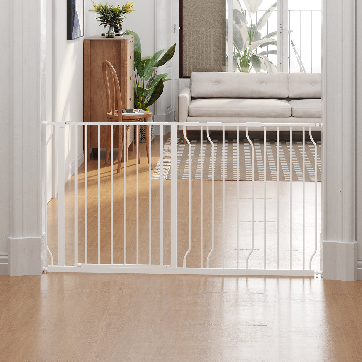 Lot de 2 barrières de sécurité barrière pour animal domestique longueur réglable escaliers couloirs portes sans perçage-8