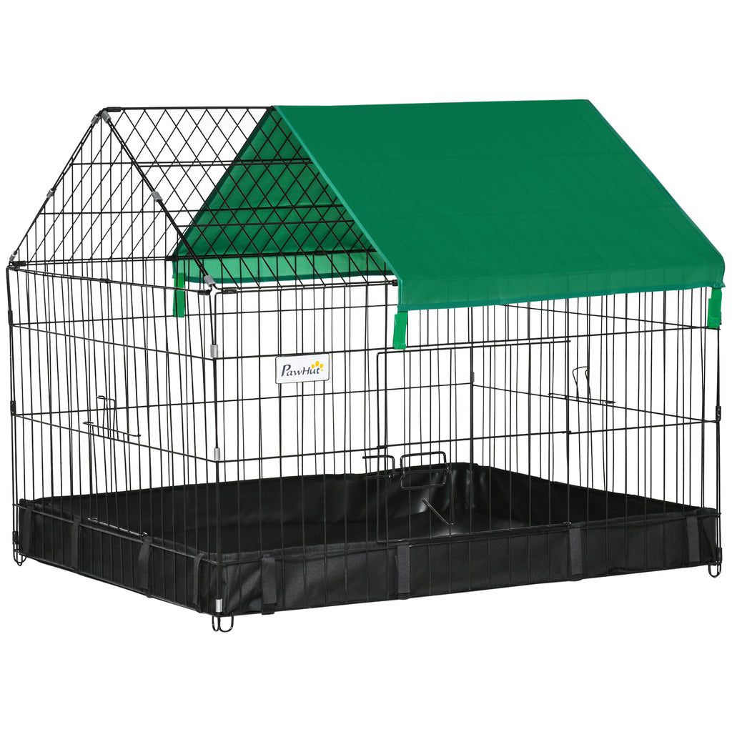 Cage enclos lapins petits animaux rongeurs Intérieur ou Extérieurs avec bache Protection Inclus - 90 x 75 x 75 cm-0