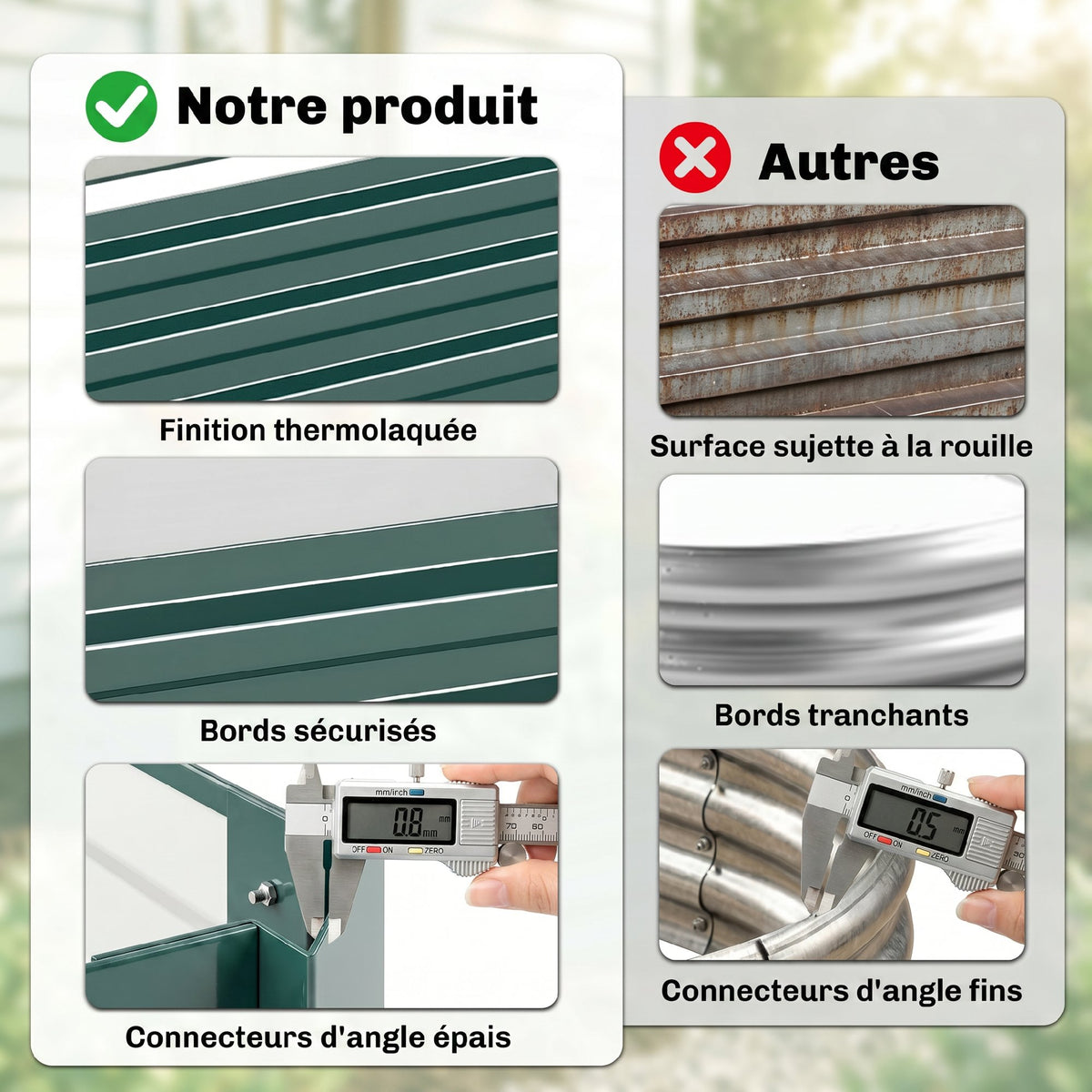 Carré Potager en Métal Modulable - Potager Surélevé 241x90,5x30cm en Acier Galvanisé - Jardinière Extérieur Anti-Rouille pour Légumes et Fleurs, Vert Foncé-4