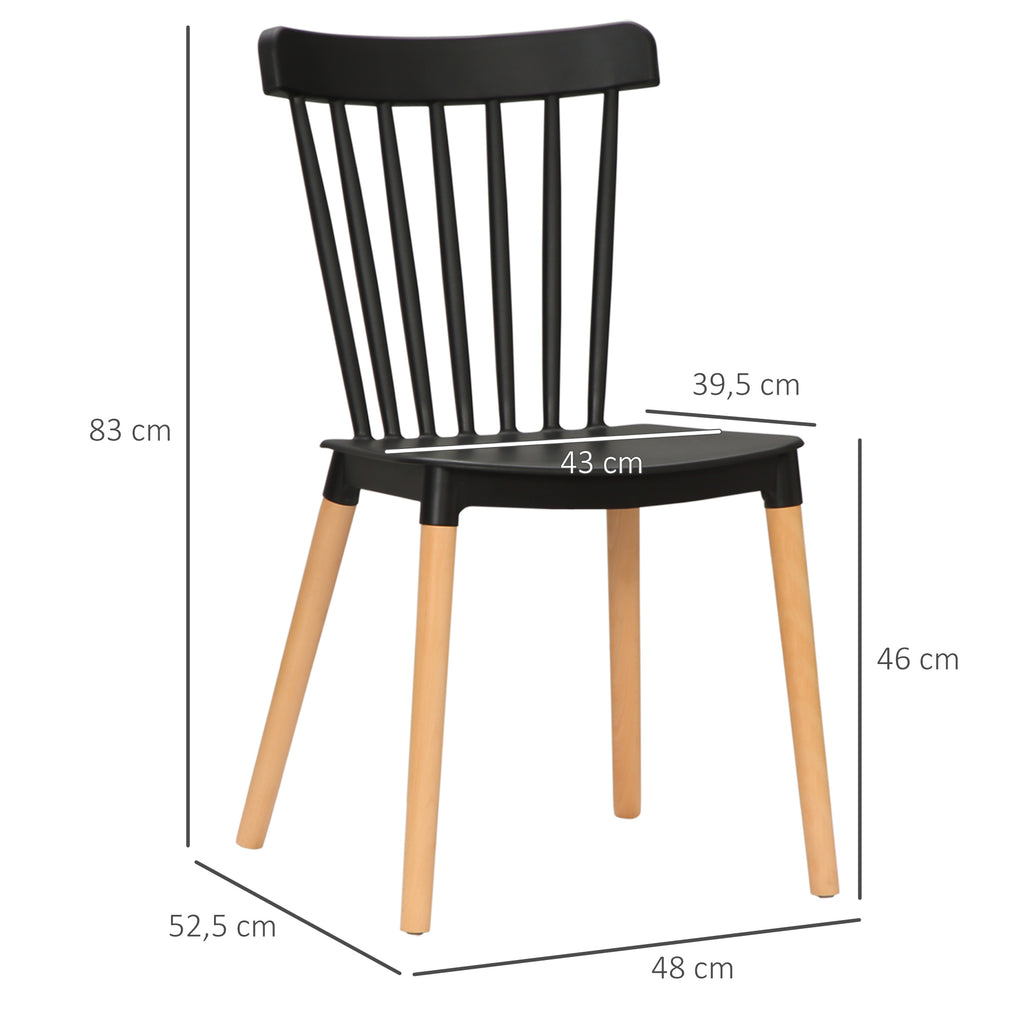Lot de 4 chaises style scandinave dossier haut assise en polypropylène pieds en hêtre 48 x 52,5 x 83 cm noir-2
