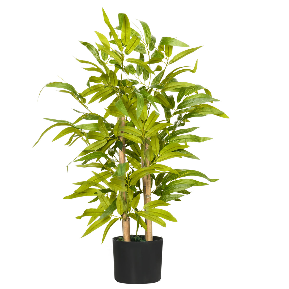 Bambou artificiel plantes artificielles hauteur 60 cm - tronc branches lichen feuilles grand réalisme pot inclus-0