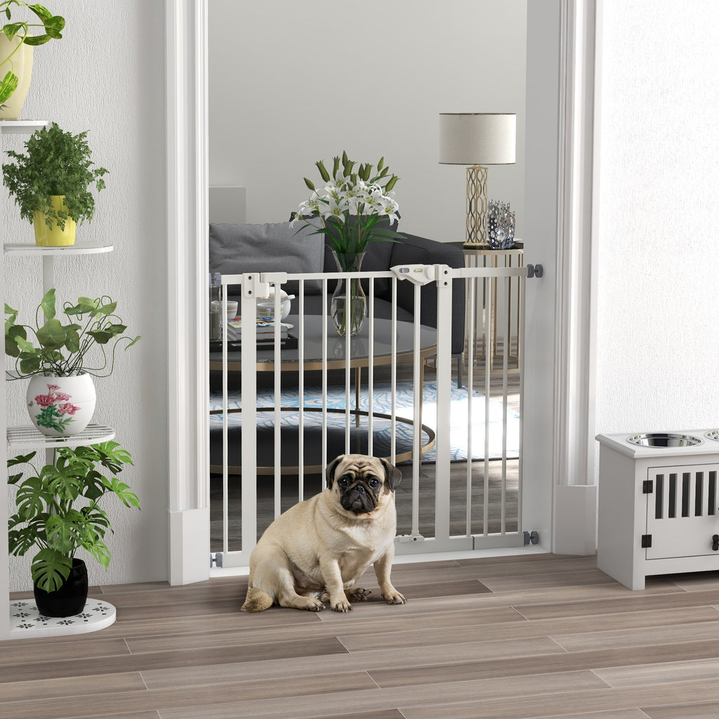 Barrière de sécurité animaux porte fermeture automatique système de double verrouillage sans perçage 1 extension blanc-1