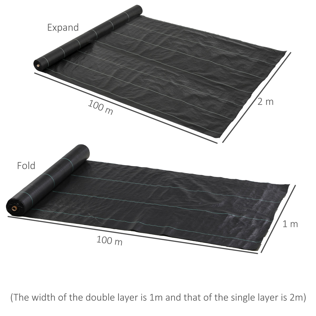 Toile de paillage géotextile de paillage contre les mauvais herbes 100 x 2 m résistant aux déchirures polypropylène noir-2