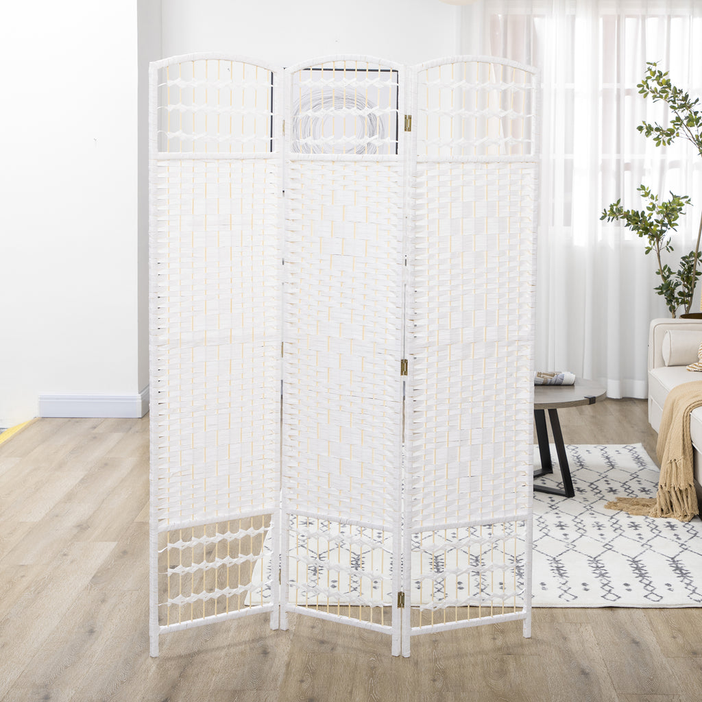 Paravent intérieur en bois séparateur de pièce cloison pliable 3 panneaux 120 x 170 cm blanc-6