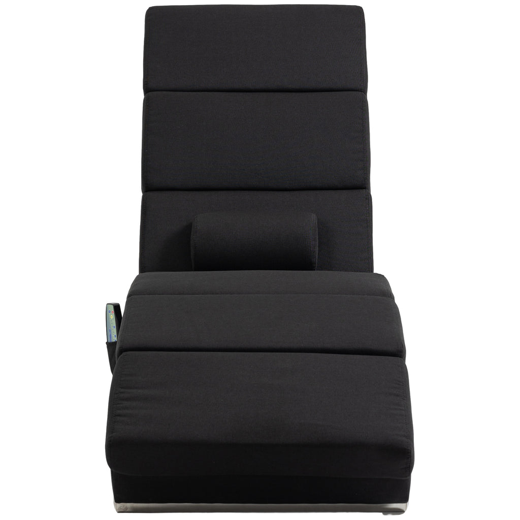Fauteuil relax chaise longue de relaxation ergonomique, massant et chauffant avec télécommande 56 x 168 x 84 cm noir-8