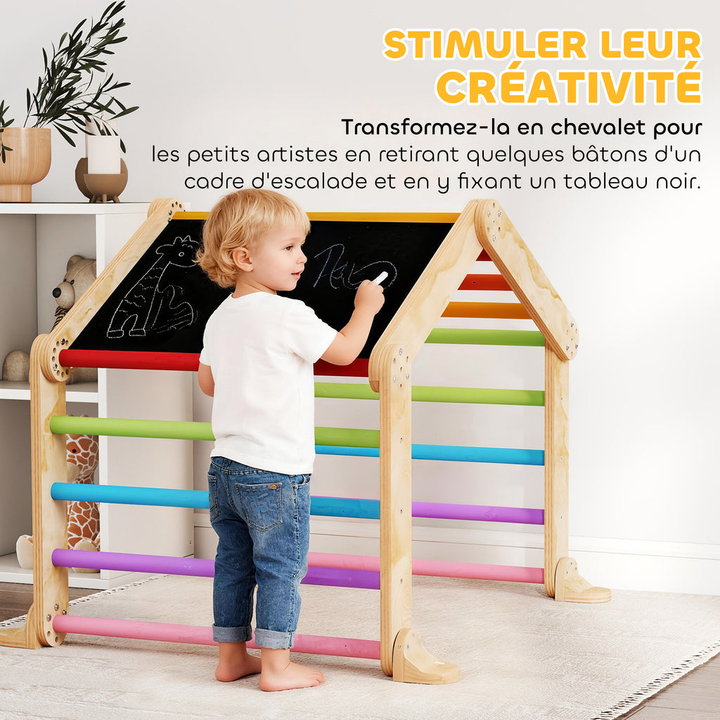 Triangle d'escalade enfant avec rampe réversible toboggan bascule et structure d'escalade multicolore-5