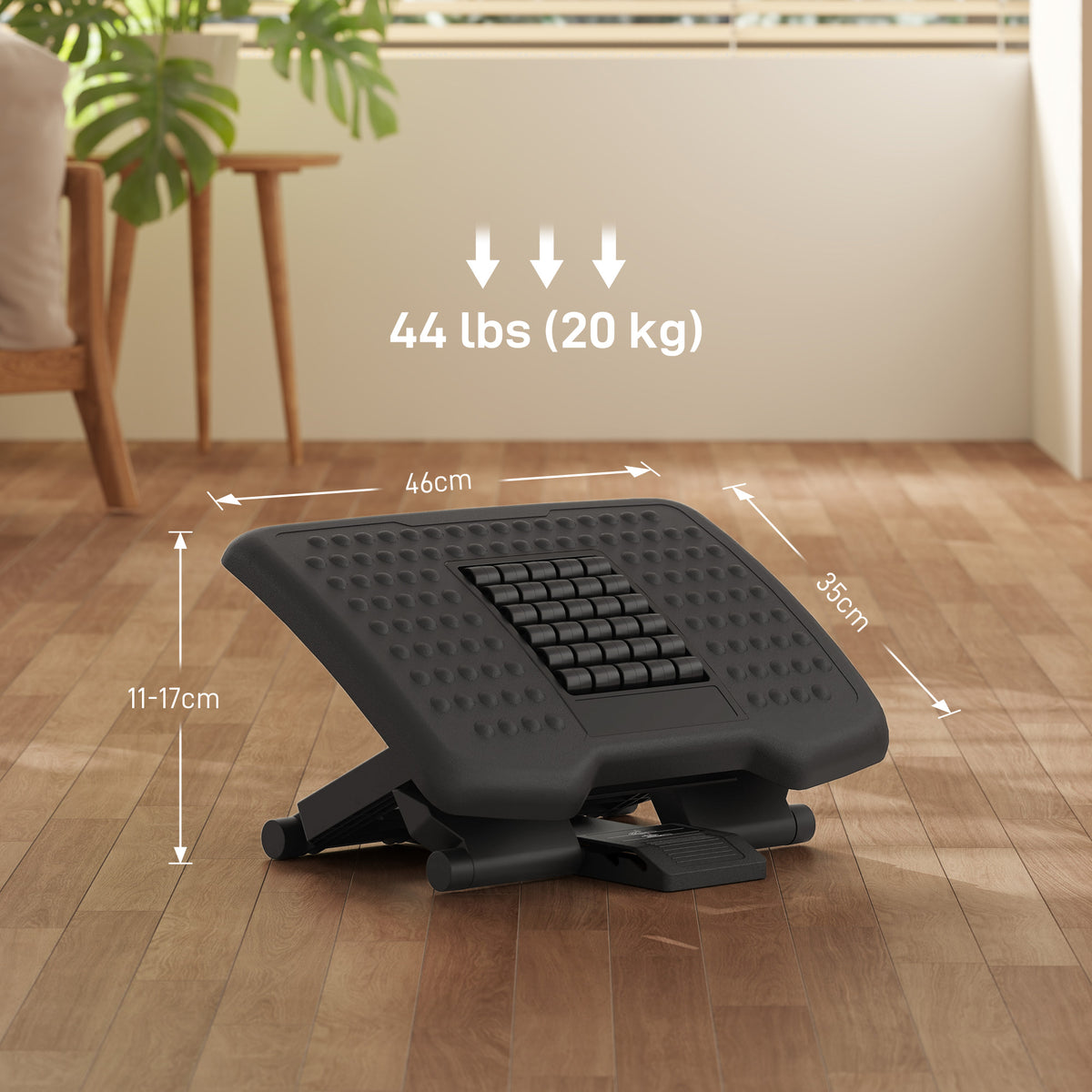 Repose-pieds de bureau, repose-pieds ergonomique, angle ajustable de -30° à +30°, 46L x 35l x 11/13,5/17H cm, noir-2