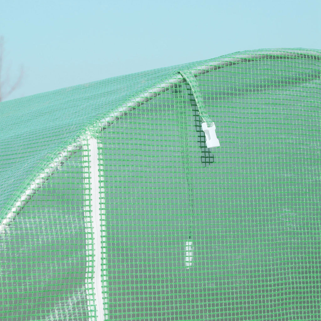 Serre de Jardin Tunnel Surface Sol 6 m² châssis Tubulaire renforcé Porte zippée 4 fenêtres enroulables Vert-7