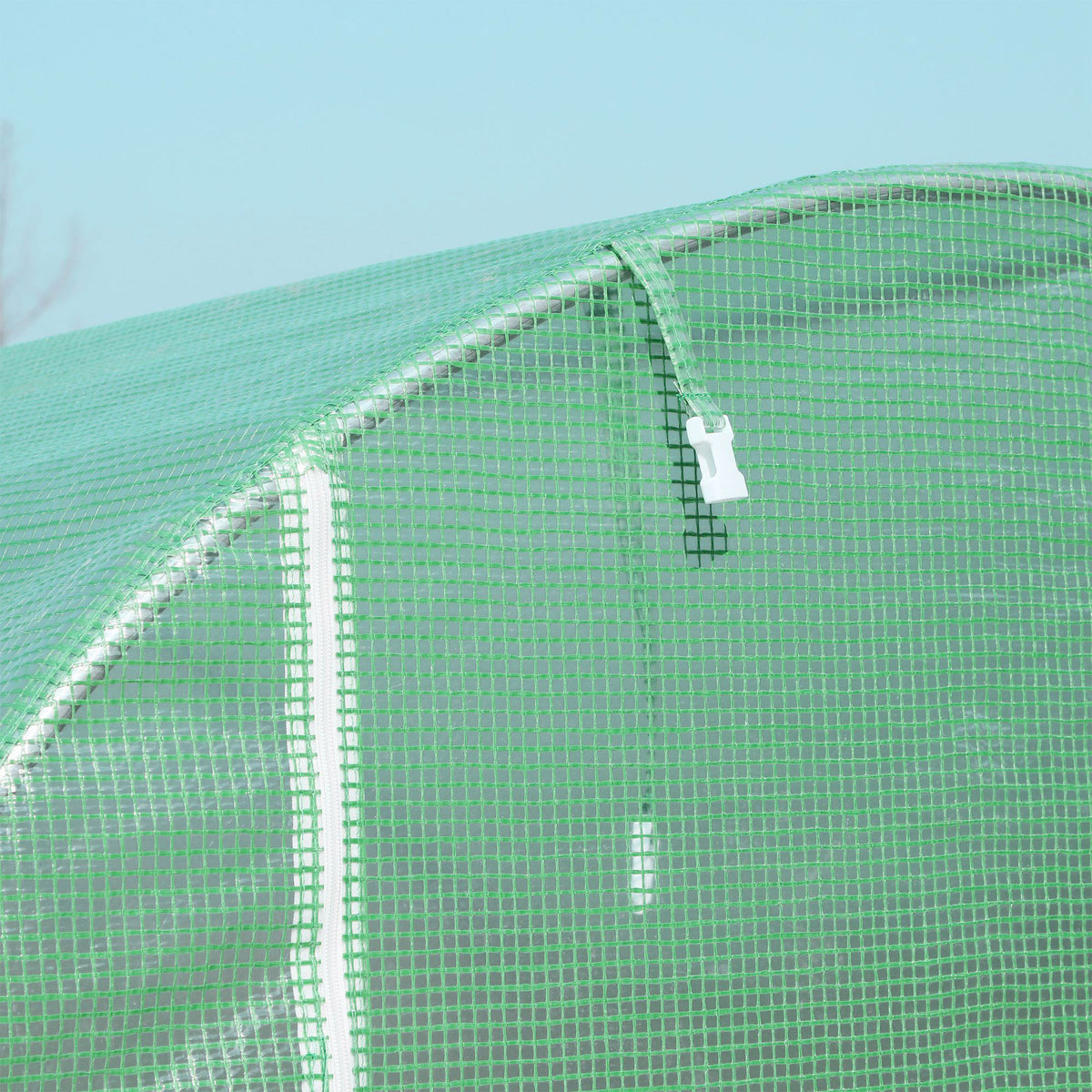 Serre de Jardin Tunnel Surface Sol 6 m² châssis Tubulaire renforcé Porte zippée 4 fenêtres enroulables Vert-7