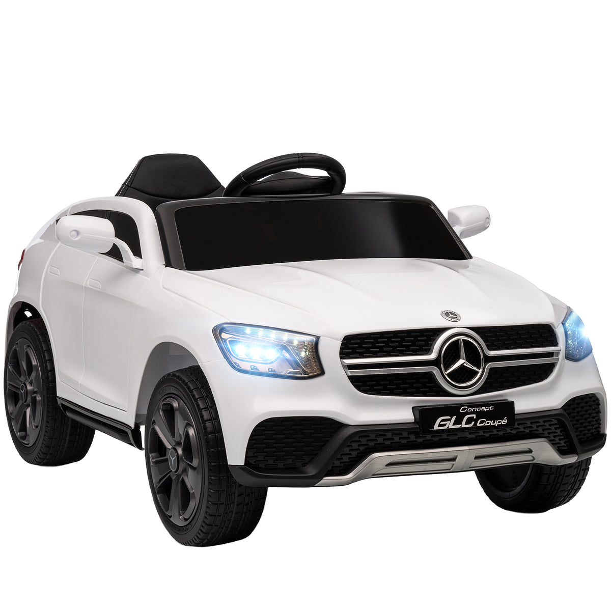 Voiture électrique enfants, véhicule électrique 12V, télécommande 2,4G, 3 vitesses, démarrage lent, 105x68x50cm, blanc-0